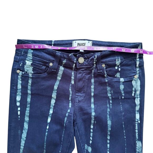 Paige Jeans Womens 27 Blue Verdugo Ultra Skinny Drip Print Stretch Denim Pants - Picture 4 of 14
